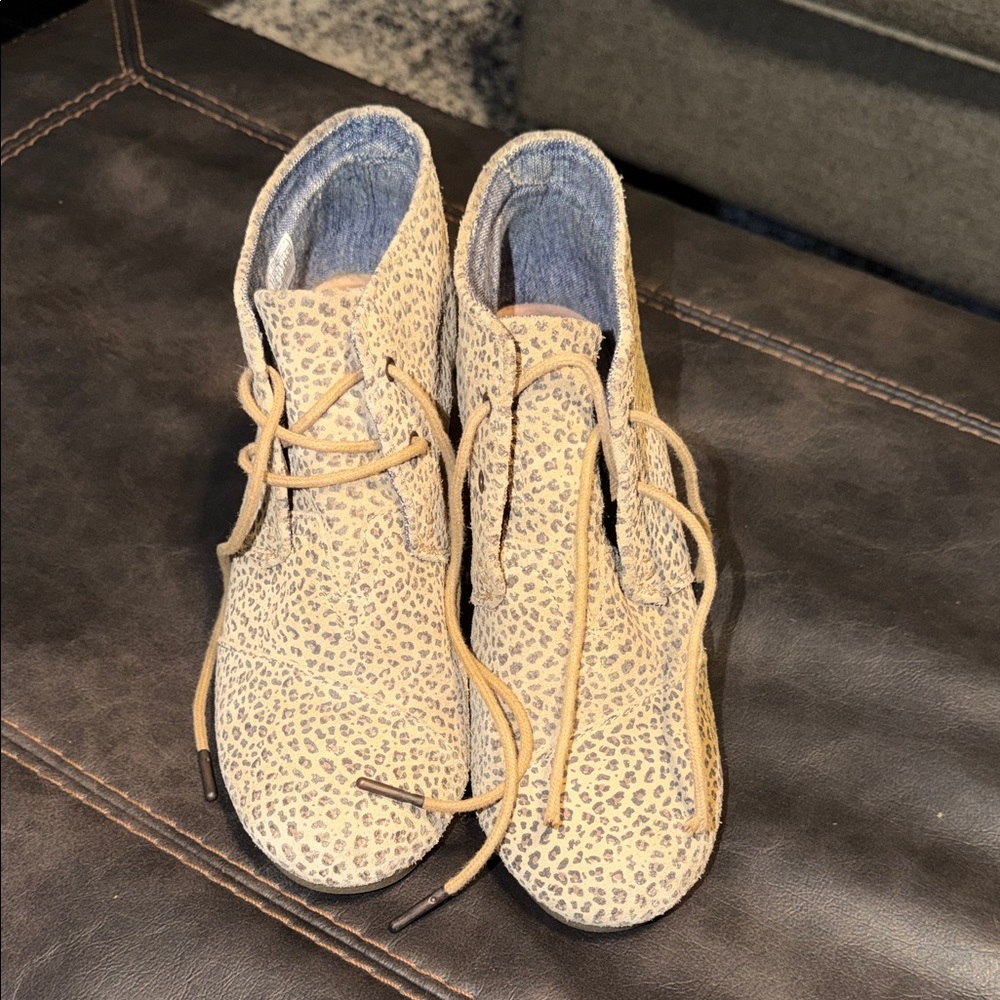 Toms Tan Leopard Ankle Bootie Wedge